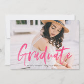 Hot roze Waterverf belettering foto Afstuderen Kaart (Voorkant)