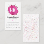 Hot-roze Waterverf - Monogram Visitekaartje (Voorkant / Achterkant)