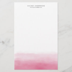 Hot Roze Waterverf Ombre Gradient Gepersonaliseerd Briefpapier