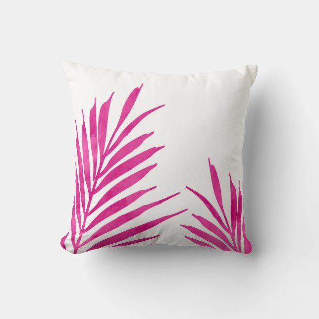 Hot-roze Waterverf Palmfronten 2 Kussen (Voorkant)