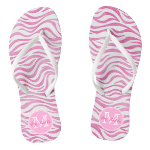 Hot-roze Waterverf Zebra afdrukken Gepersonalise Teenslippers