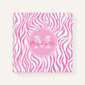 Hot-roze Waterverf Zebra afdrukken | Monogram Notitieboek (Voorkant)