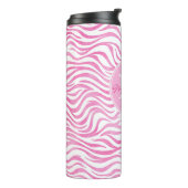 Hot-roze Waterverf Zebra afdrukken | Monogram Thermosbeker (Gedraaid links)