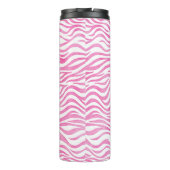 Hot-roze Waterverf Zebra afdrukken | Monogram Thermosbeker (Achterkant)