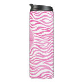 Hot-roze Waterverf Zebra afdrukken | Monogram Thermosbeker (Geroteerd rechts)