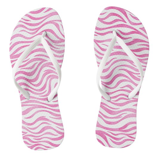 Hot-roze Waterverf Zebra afdrukken Teenslippers (Voetbed)
