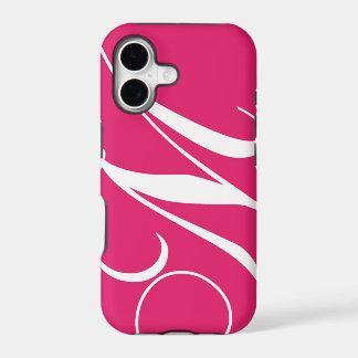 Hot-roze, wit Script-monogram M