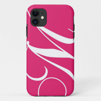 Hot-roze, wit Script-monogram M iPhone 11 Hoesje