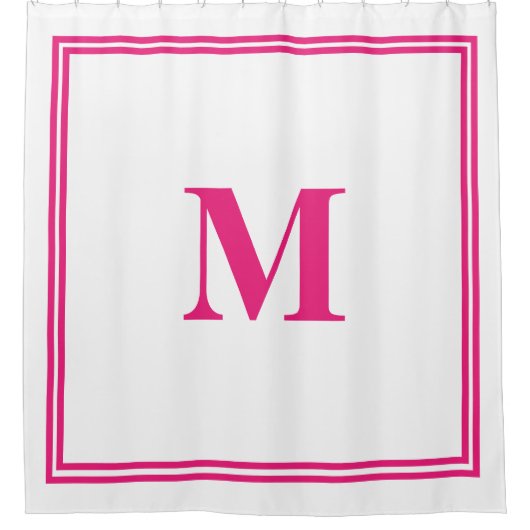 Hot-Roze Witte Monogram Initiaal Aangepaste naam s Douchegordijn (Voorkant)