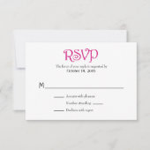 Hot-Roze witte plein Simple Weddenschap RSVP-kaart RSVP Kaartje (Voorkant)