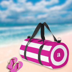 Hot roze witte strepen monogram plunjezak