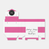 Hot-roze witte strips patroon, zwart monogram bedankdoosjes (Uitgevouwen)