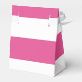 Hot-roze witte strips patroon, zwart monogram bedankdoosjes (Achterkant)