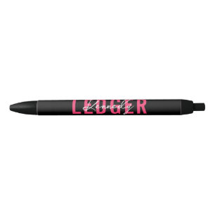 Hot-roze witte zwarte naam in handtekenscript inkt pen
