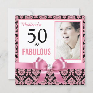 Hot-roze witte zwarte vocht 50th Birthday Kaart