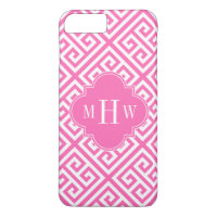 Hot-roze Wt Med Greek Key Diag T Hot-Pn 3I Monogra