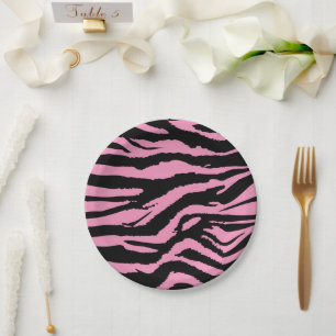 Hot-roze Zebra afdrukken Papieren Bordje