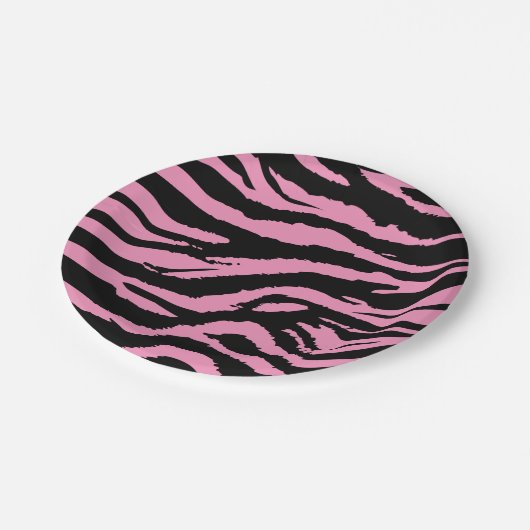 Hot-roze Zebra afdrukken Papieren Bordje (Gekanteld)