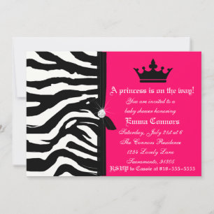 Hot-roze Zebra Baby shower Kaart