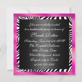 Hot-roze Zebra-bachelorette partijuitnodiging Kaart (Achterkant)
