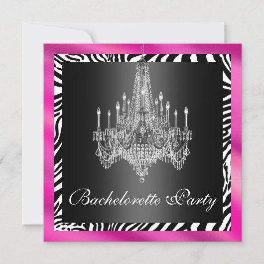 Hot-roze Zebra-bachelorette partijuitnodiging Kaart (Voorkant)