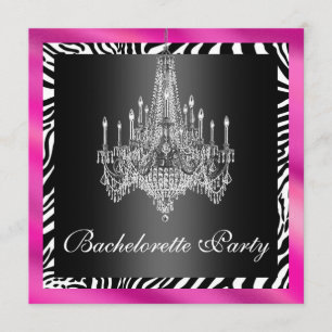 Hot-roze Zebra-bachelorette partijuitnodiging Kaart