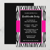 Hot roze Zebra Bachelorette Party uitnodigingen (Voorkant / Achterkant)