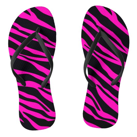 Hot-roze Zebra gestreept Teenslippers (Voetbed)