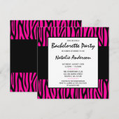 Hot-roze Zebra Modern Bachelorette Party Kaart (Voorkant / Achterkant)