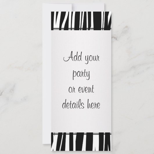 Hot-roze Zebra Party-uitnodiging Sjabloon Kaart (Achterkant)