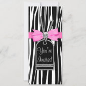 Hot-roze Zebra Party-uitnodiging Sjabloon Kaart (Voorkant)