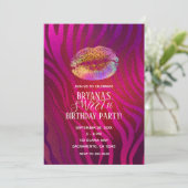Hot-roze Zebra Regelboog Glitter Lips Kaart (Staand voorkant)