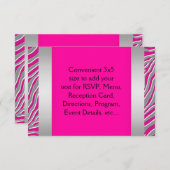 Hot-roze Zebra RSVP (Voorkant / Achterkant)