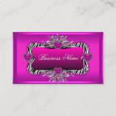 Hot-roze Zebra Silver Diamond Hearts Elegant Visitekaartje (Voorkant)
