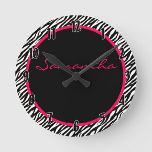 Hot-roze Zebra Stripe Patroon - Aangepaste klok