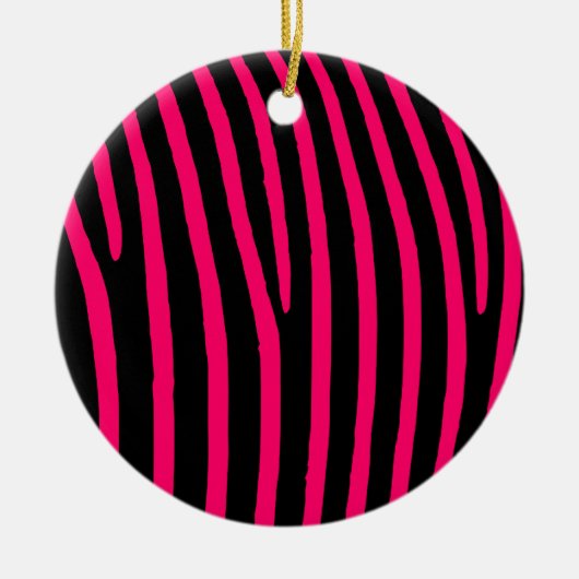 Hot-roze Zebra-stripes Keramisch Ornament (Voorkant)