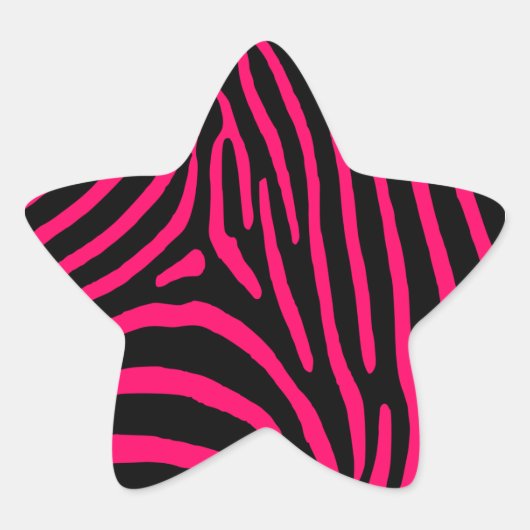 Hot-roze Zebra-stripes Ster Sticker (Voorkant)