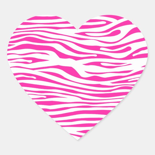 Hot-roze Zebra strips, dierlijke afdruk Hart Sticker (Voorkant)