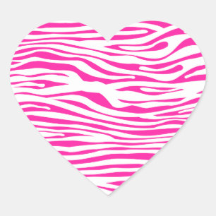 Hot-roze Zebra strips, dierlijke afdruk Hart Sticker