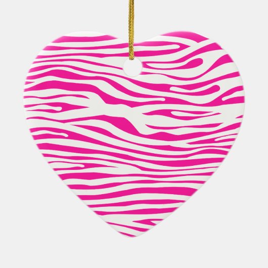 Hot-roze Zebra strips, dierlijke afdruk Keramisch Ornament (Achterkant)