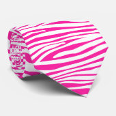 Hot-roze Zebra strips, dierlijke afdruk Stropdas (Opgerold)