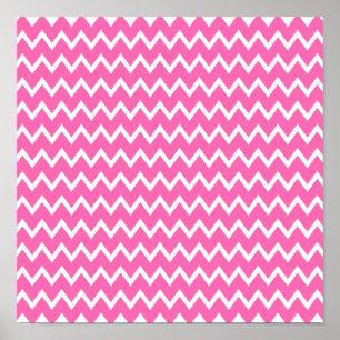 Hot-roze Zigzag Patroon Poster