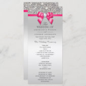 Hot Roze Zilveren Sequin Diamond Bow Wedding Progr Programma (Voorkant / Achterkant)