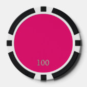 Hot Roze zwart 100 gestreepte poker chip (Voorkant)