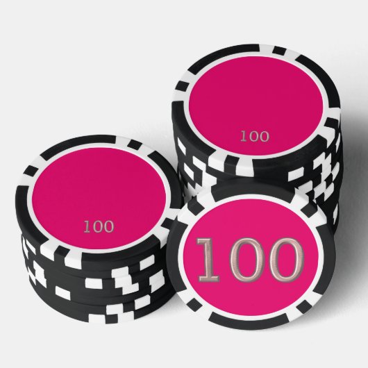 Hot Roze zwart 100 gestreepte poker chip (Opstapeling)