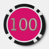 Hot Roze zwart 100 gestreepte poker chip (Achterkant)