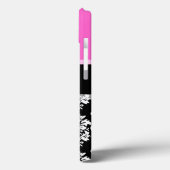 Hot-roze zwart Damask Monogrammed Case-Mate iPhone Case (Achterkant / Links)