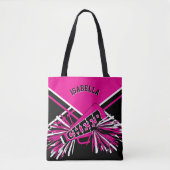 Hot-roze, zwart en wit design met supermarktleider tote bag (Voorkant)