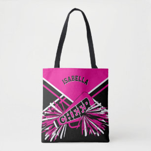 Hot-roze, zwart en wit design met supermarktleider tote bag