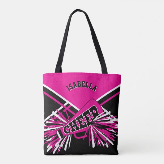 Hot-roze, zwart en wit design met supermarktleider tote bag (Achterkant)